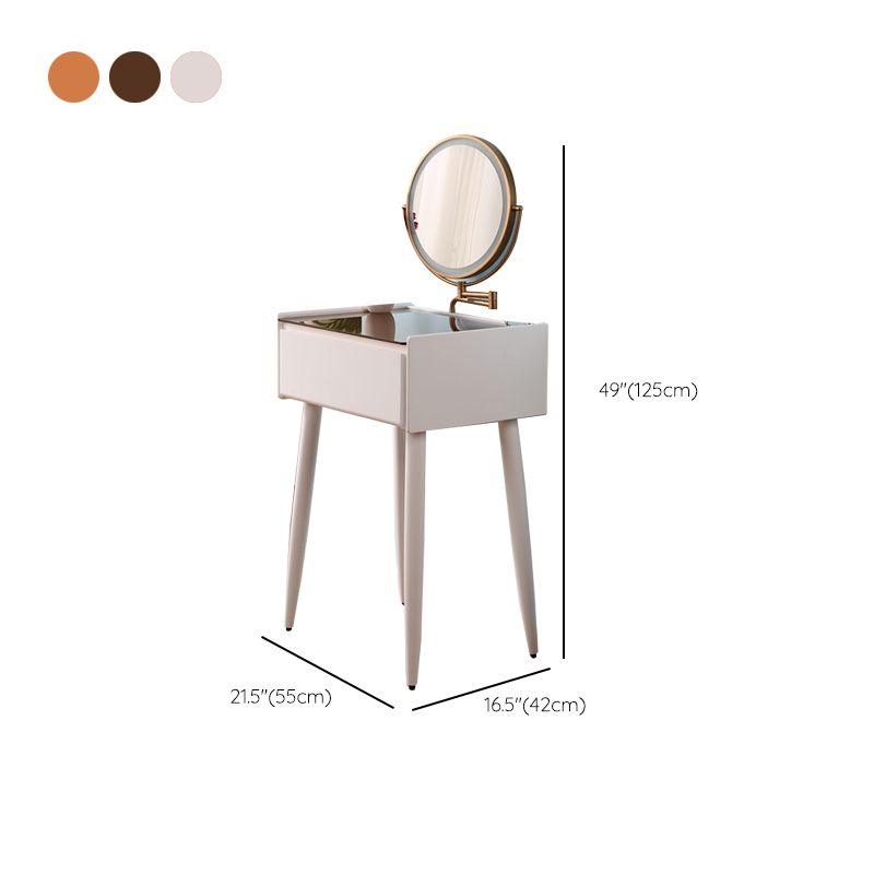 Contemporary Make-up Vanity Bedroom Glass Lighted Mirror with Drawer