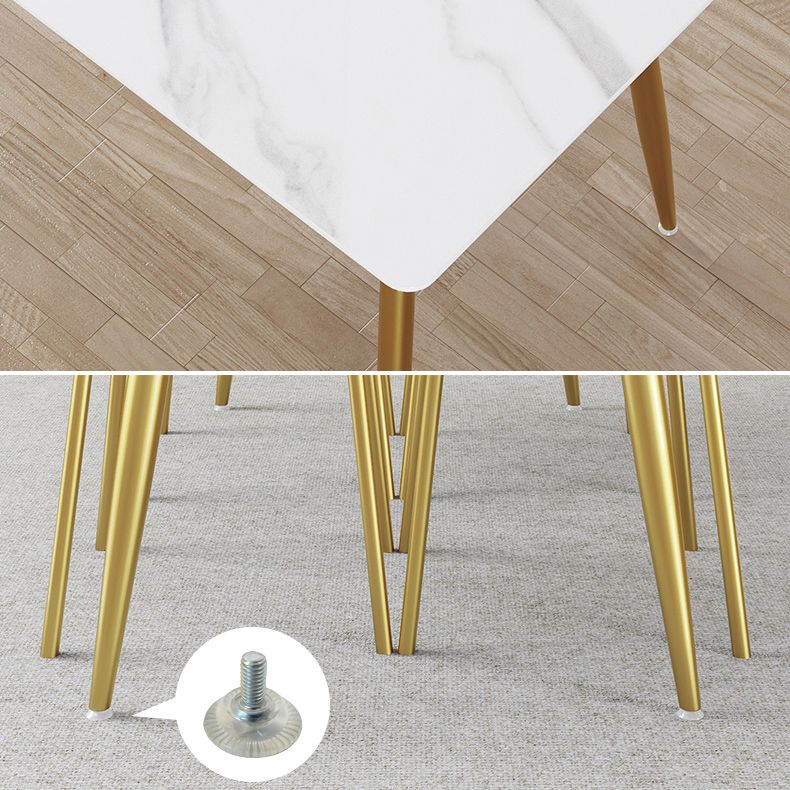 Minimalist Sintered Stone White Dining Set Rectangle Shape Standard Dining Set for Kitchen