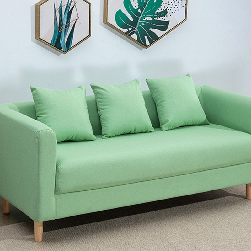 Contemporary Square Arm Standard Settee Couch with Pillows for 3 People
