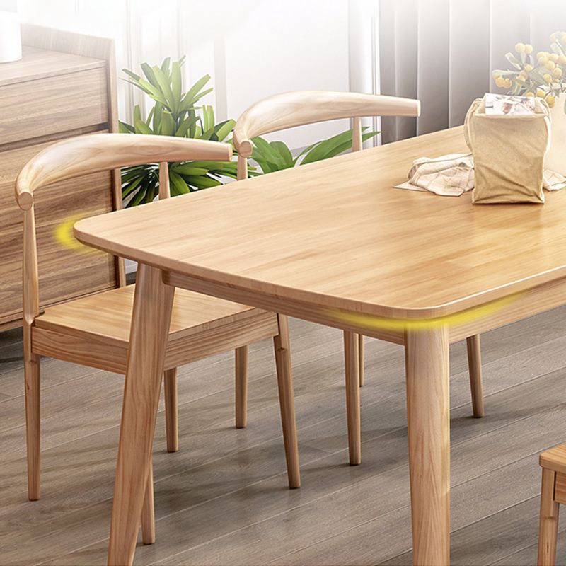 Minimalist Style Solid Wood Top Dining Table Set of Rectangle Shape Formal Dinette Set