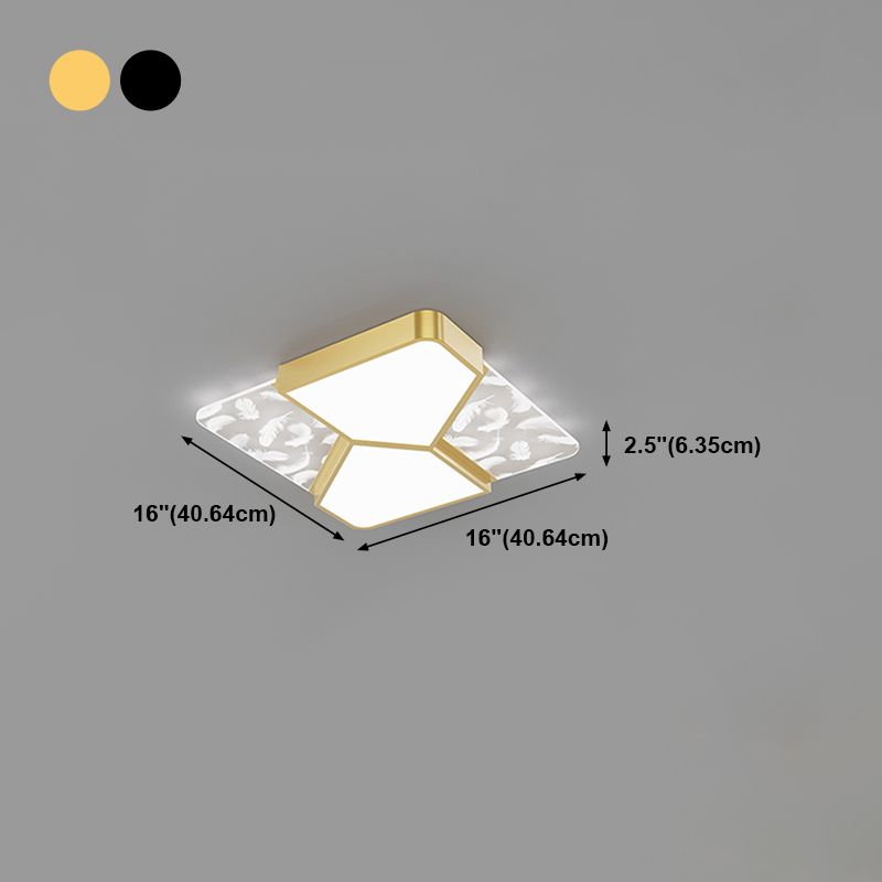Lámpara de techo cuadrada de 4 luces, iluminación de techo de metal de estilo moderno para sala de estar