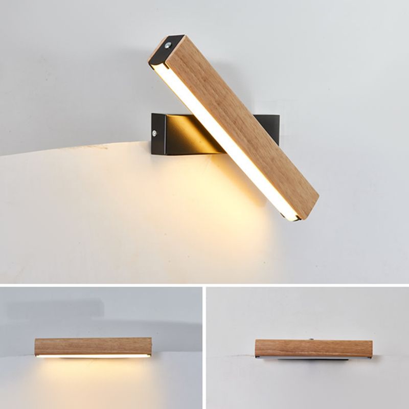 Geometry Shape Wall Lighting Modern Style Wood 1 Lights Sconce Lamp for Living Room