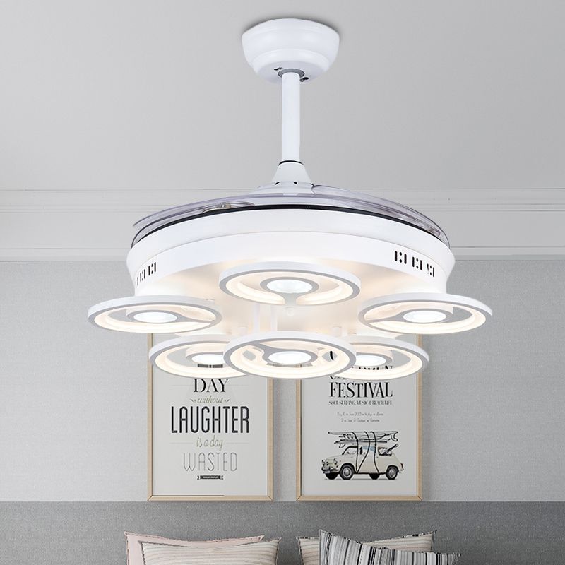 21,5 "W Acrylkreisendeckenlüfter Licht Moderne LED White Semi Flush Mount Lampe mit 3 klaren Klingen