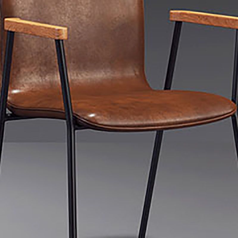 Fauteuil de salle à manger en cuir industriel, finition mate, chaise de salle à manger à dossier solide