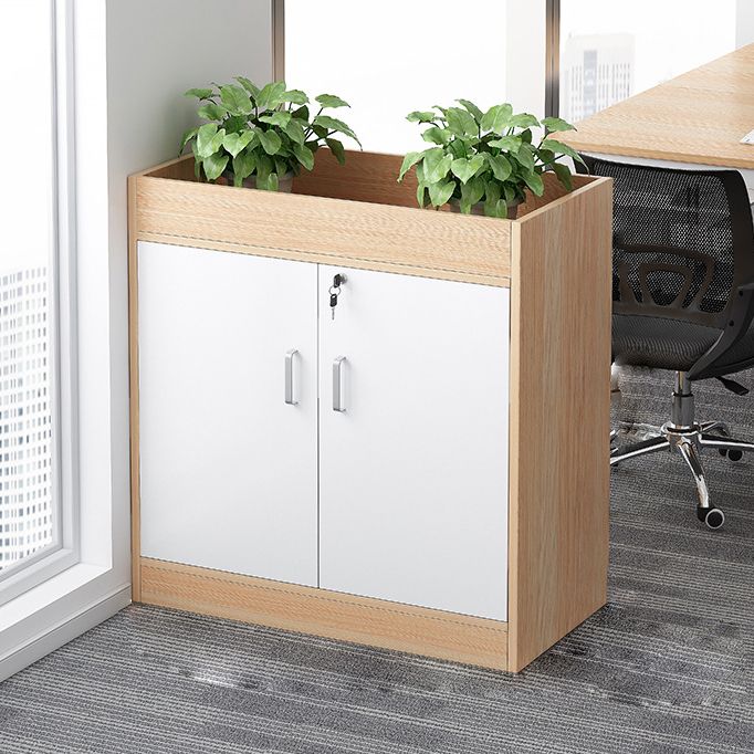 Wooden Bookcase with Doors Contemporary Bookshelf for Home Office