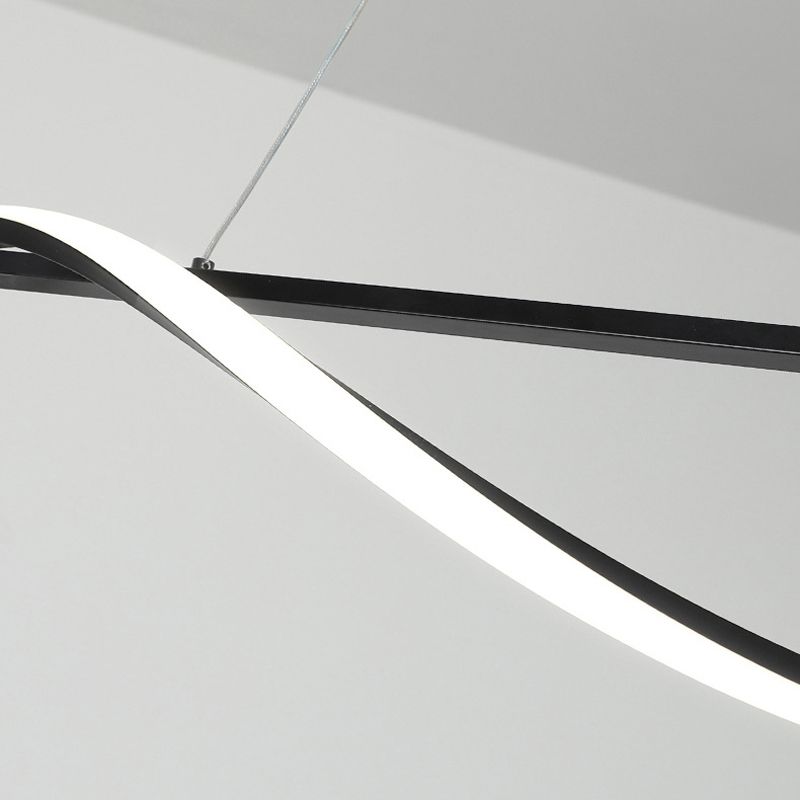 Metal Linear Pendant Light Kit Modern 1 Light Island Lights in Black