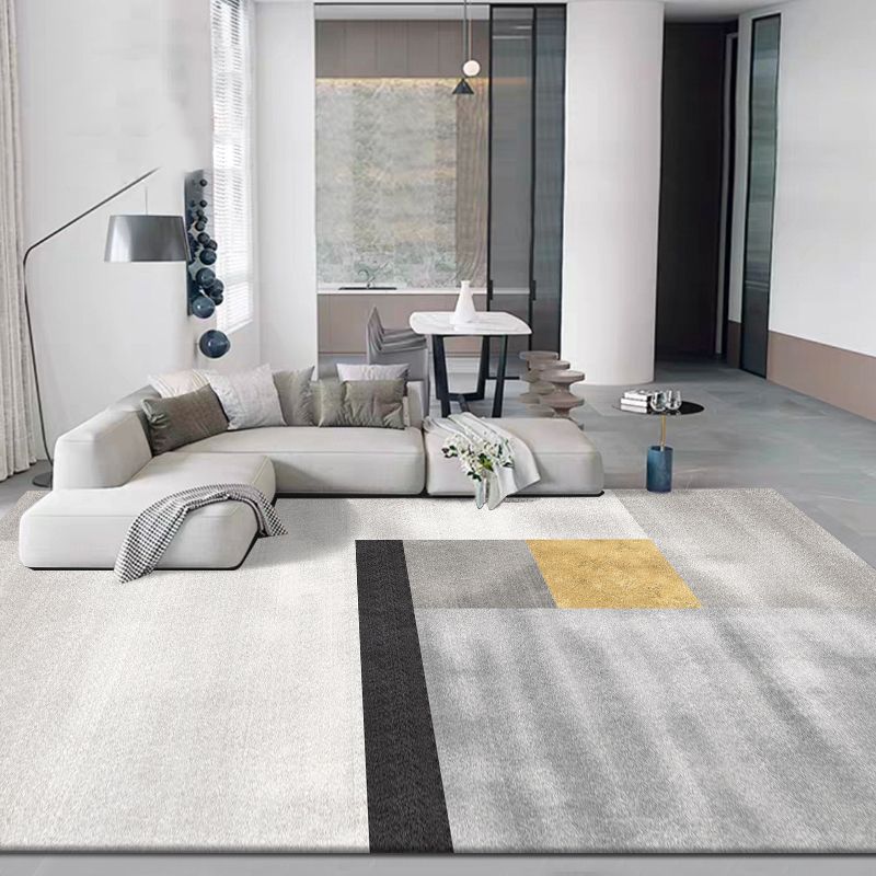 Grey Contemporary Rug Blending Graphic Rug Non-Slip Backing Rug for Home Decor
