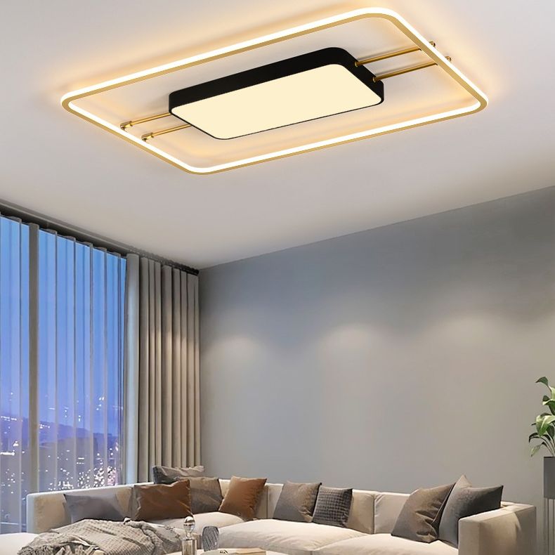 Moderne rechteckige LED-Unterputzleuchte aus Metall für das Wohnzimmer mit Acrylschirm