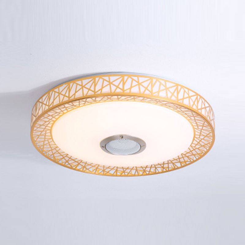 Round Shape LED Intelligent Ceiling Lamp Modern Iron 1 Light Flush Mount for Bedroom