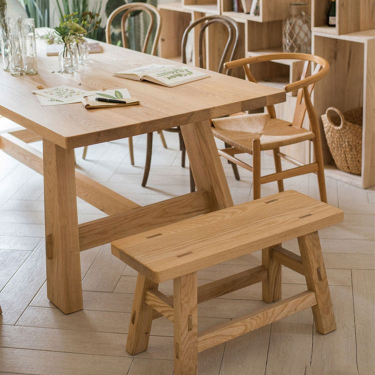 Modern Pine Wood Table for Restaurant Rectangle Kitchen Table with Trestle Base