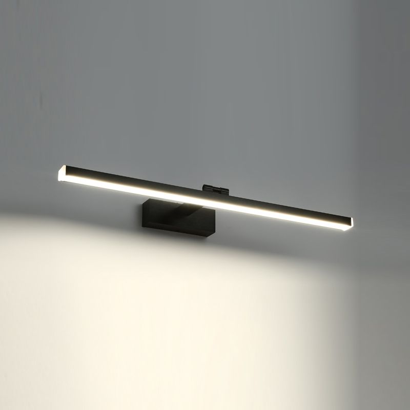 Linear Bathroom Mirror Light Fixture Metal LED Simple Wall Mounted Lamp in Black