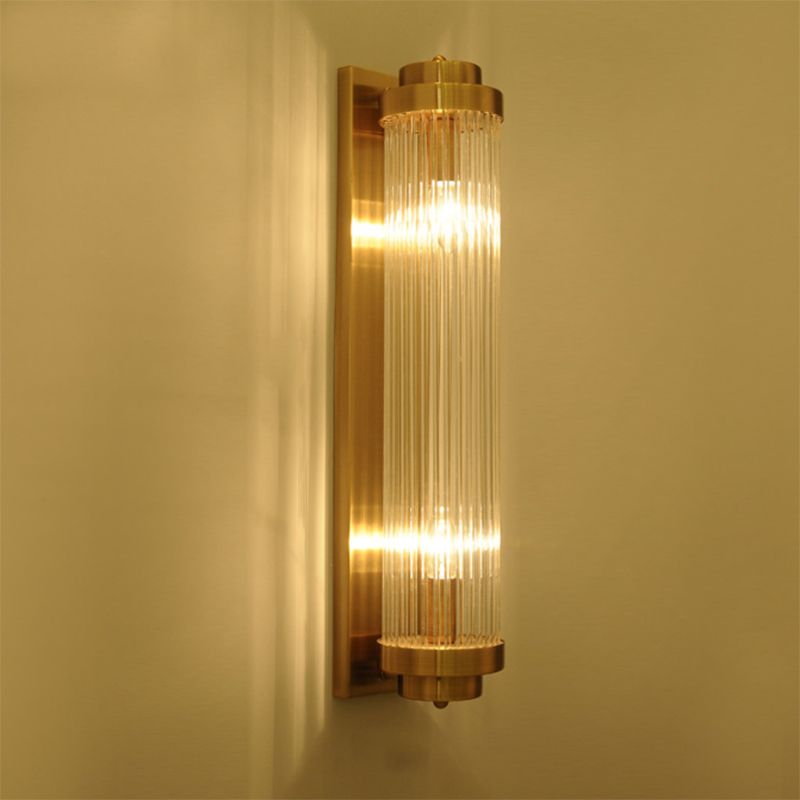 Crystal Cylinder Shape Wall Lighting Modern Style 2 Lights Wall Light Sconce