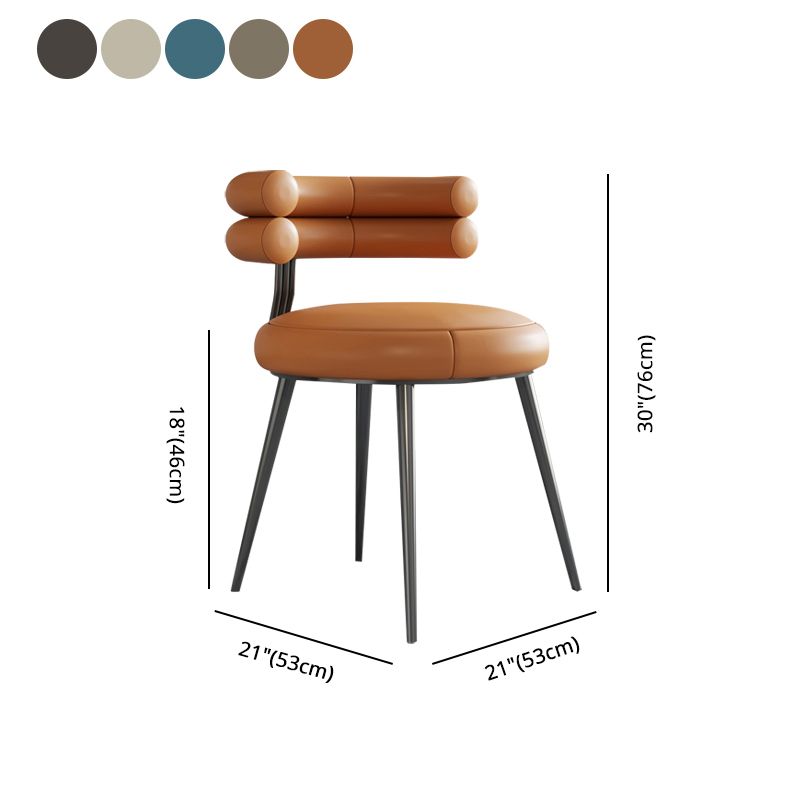 Silla de comedor de cuero con respaldo abierto, silla lateral para sala de conferencias, estilo diseñador