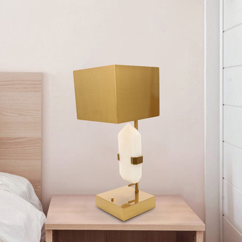 Moderno rettangolo tavolo luce acciaio inossidabile 1 scrivania camera da letto leggera in oro con arredamento a giada geometrica