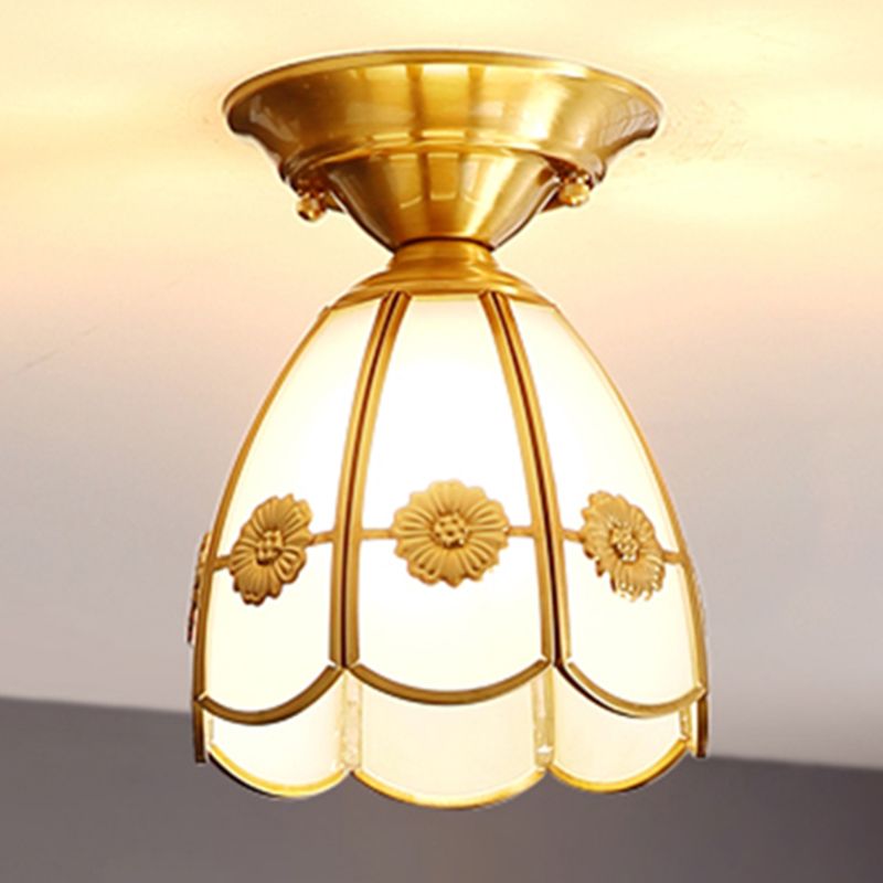 Golden 1 testa a testa in vetro leggero in stile coloniale semi -filo per il salotto