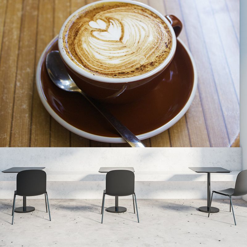 Contemporary Coffee Mural Photography Horizontal Wall Covering for Coffee Shop