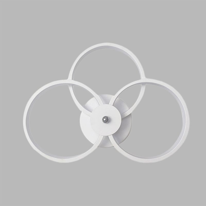 White Finish 3-Ring Sconce Light Fixture Minimalist LED Acrylic Wall Mounted Lamp in Warm/White Light