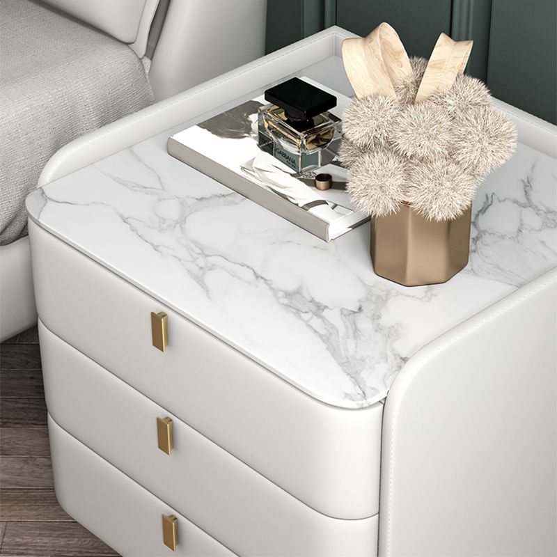 Solid Wood Frame 3 Drawer Leather Multicolor Choice Gold Table Leg Nightstand