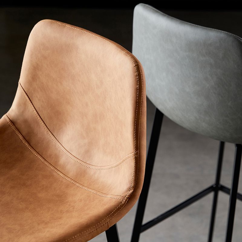 Scandinavian Style Bar-stool with Square Leather Seat Counter Stool Kitchen Bar-stool