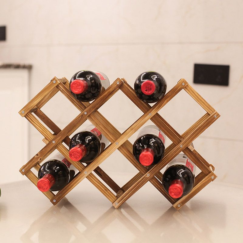 Countertop Wine Rack Solid Wood Stackable Wine Bottle Rack for Living Room