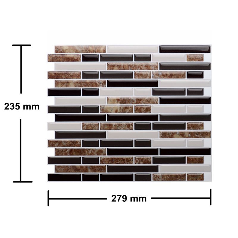 Mosaic Effect Brick Wallpaper Panel Set Rustic Smooth Peel Wall Covering in Dark Brown