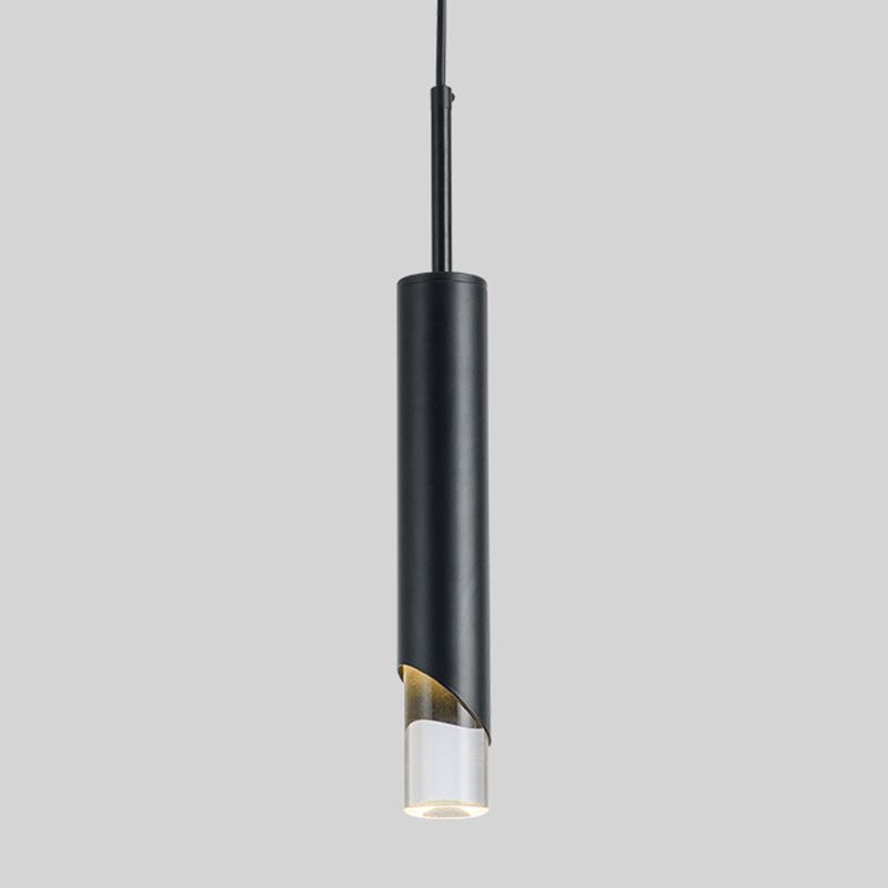 1-licht cilindrisch LED hangend licht in moderne luxe stijl smeedijzeren hanglamp met heldere acrylschaduw