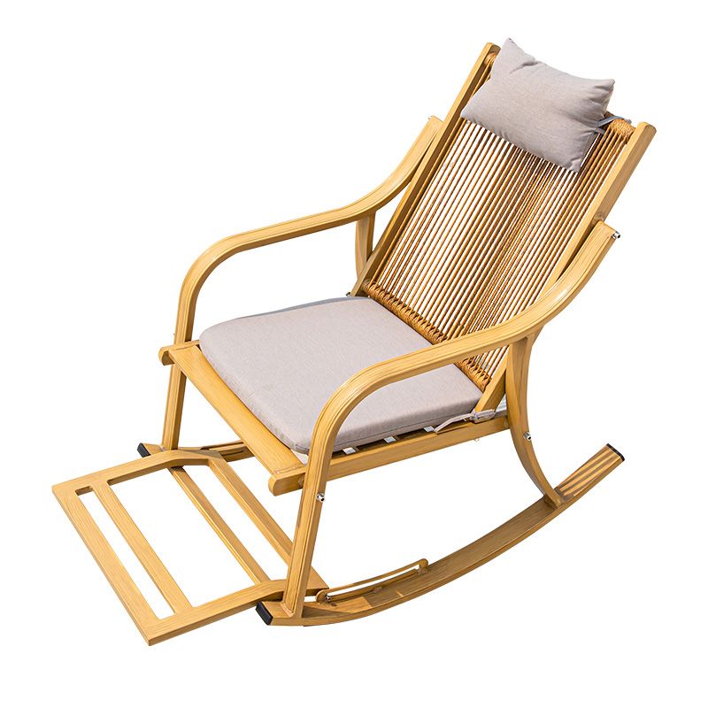 Traditional Rocking Chair Wicker Metal Frame Trapezoidal Back Indoor Rocking Chair