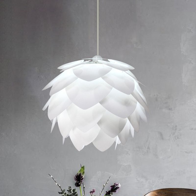 White Squama Ceiling Pendant Nordic 1 Light Plastic Suspension Light for Dining Room