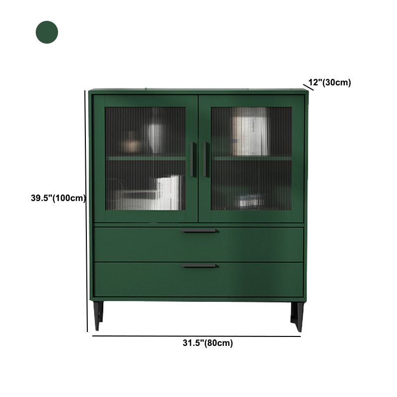 Contemporary Wooden Accent Cabinet with Glass Door and 2 Drawers
