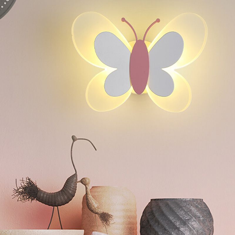 1 Light Butterfly Wall Lighting Fixtures Modern Style Metal Wall Mounted Lights