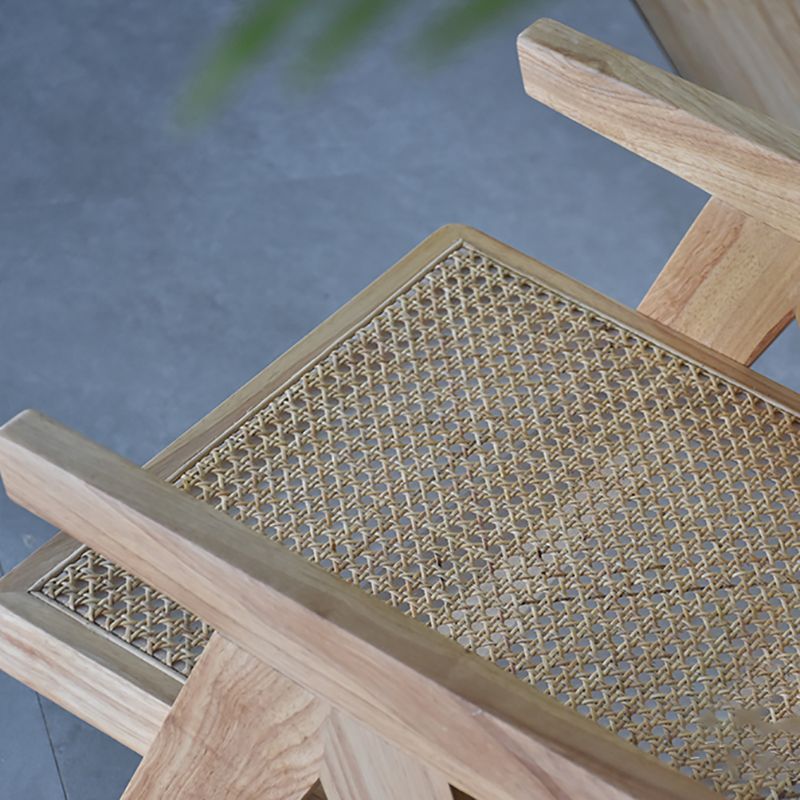 Wood Arms Included Chair Woven Back Lounge Chair for Living Room