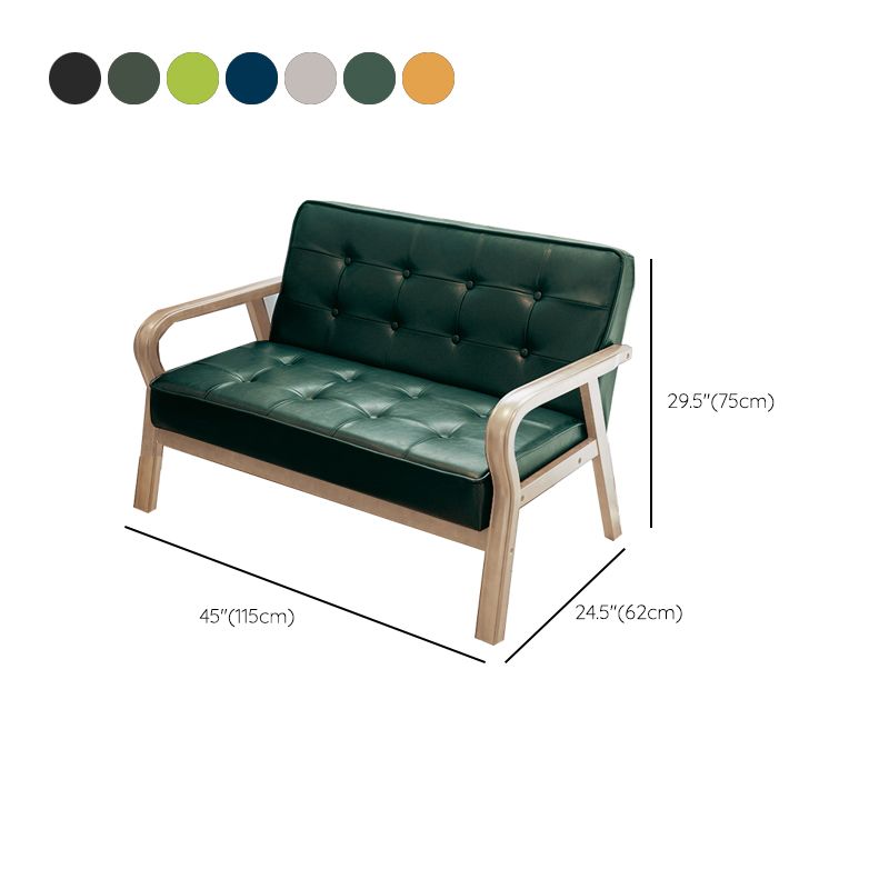 Faux Leather Sofa 29.53" High Mid Century Modern Square Sofa
