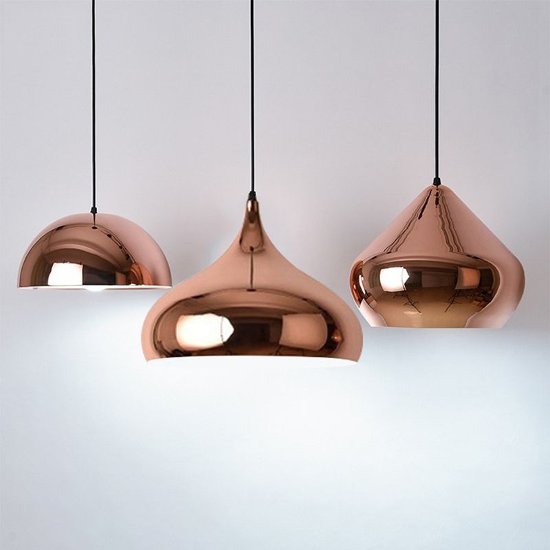 Metallschattierte Anhänger Light Kit Moderne Roségold -Hängeleuchte für Esszimmer