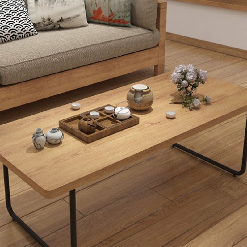Contemporary Sled Coffee Table Solid Wood Coffee Cocktail Table