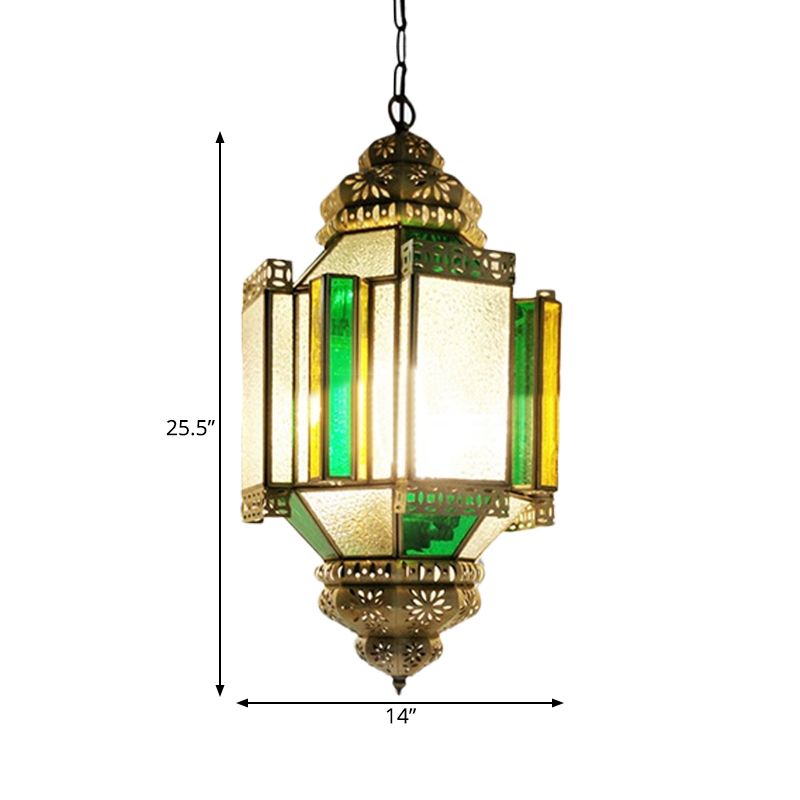 Lampadino a 3 luci in ottone lampadario arabico glassati in vetro a sospensione Light per portico