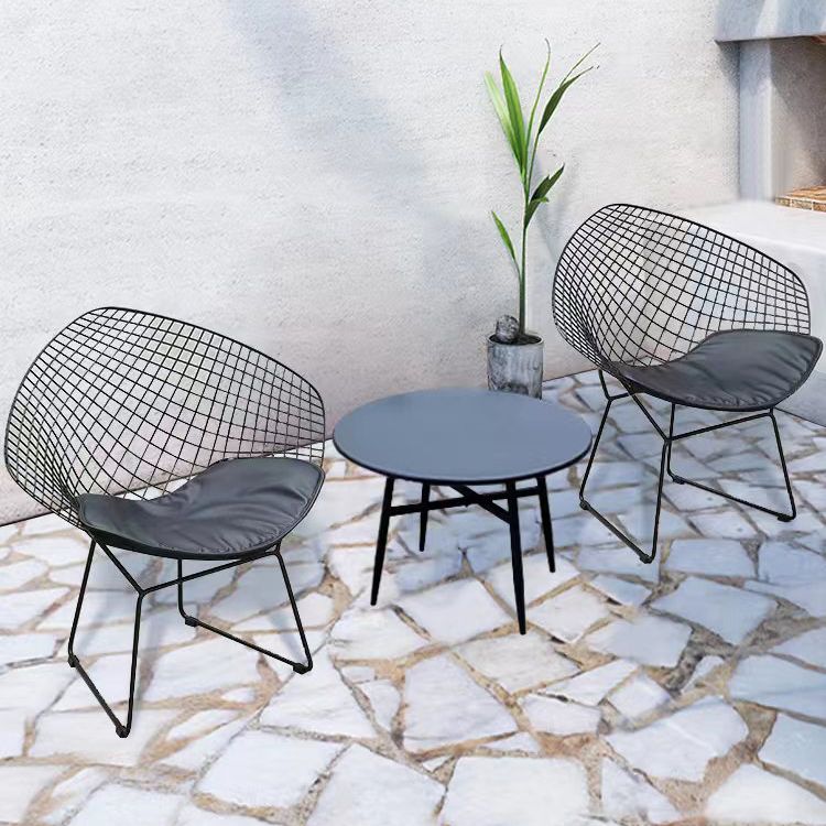 Black Modern Bistro Table Set 1/2/3/4/5 Pcs Metal Bistro Set for Small Places