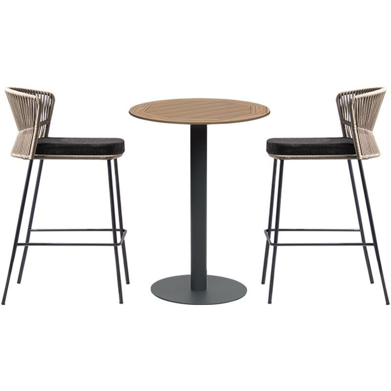 Contemporary Low Back Dining Stool Bucket Bar Stool with Footrest