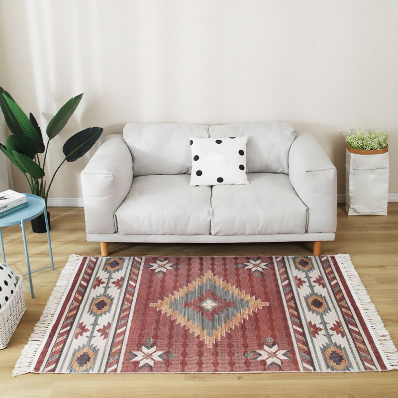 Stijlvolle boho chic tapijt multicolor geometrisch vloerkleed machine wassen tassel-getrimde tapijt voor huis