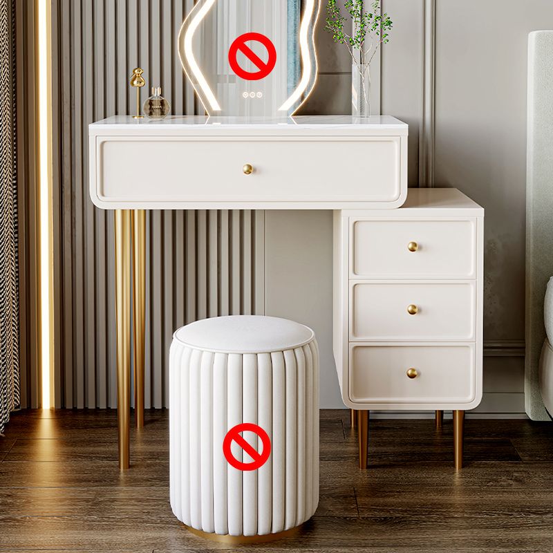 Luxurious Vanity Makeup Dressing Table Solid Wood Dresser with Metal Legs