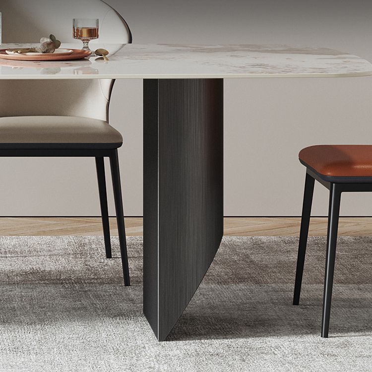 Industrial Style Rectangle Dining Table Sintered Stone Table with Metal Legs