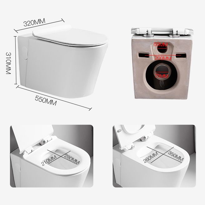 Wall Mount Flush Toilet Single Flush Modern One-Piece Toilet Urine Toilet