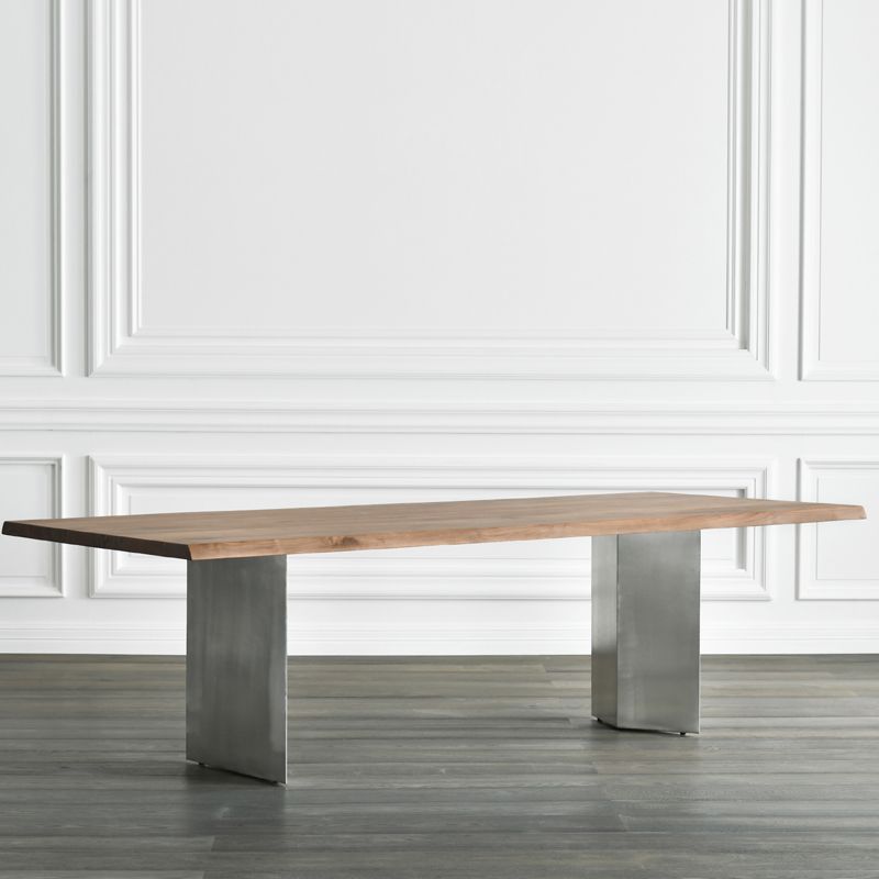 Industrial Solid Wood Table for Restaurant Rectangle Table with Double Pedestal