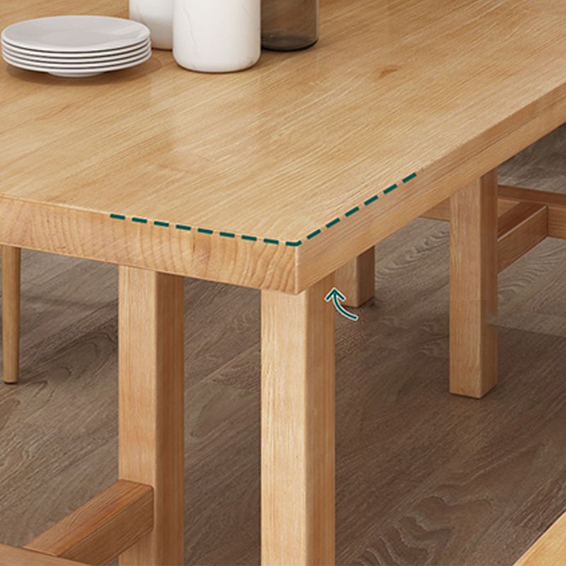 Glam Dining Table Wooden Rectangle Table with Wooden Legs for Home Use