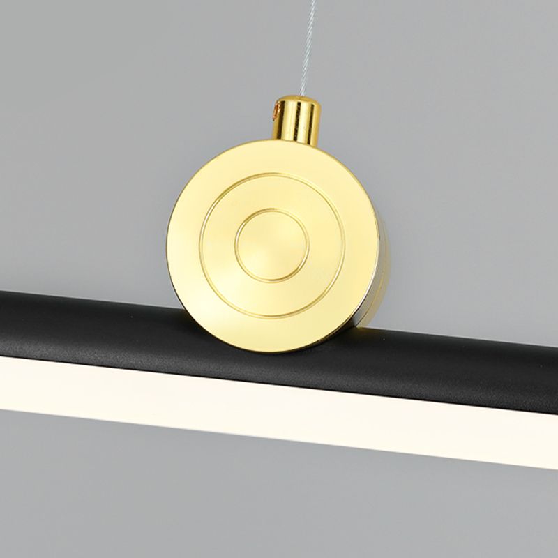 Black Aluminum Island Light Modern Linear Restaurant Hanging Lamp with Acrylic Shade