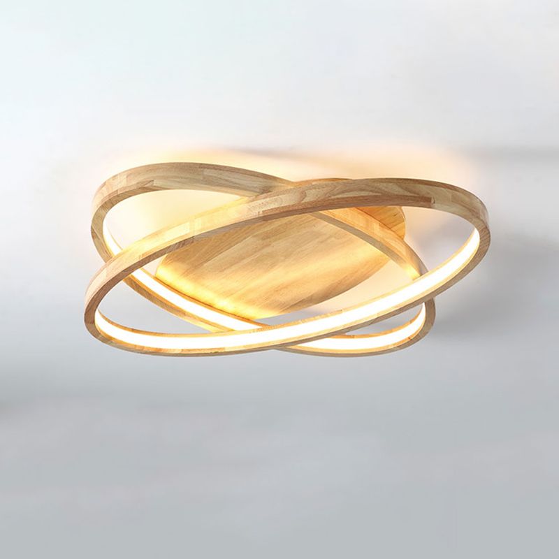 Plafonnier encastré LED Ellipse en bois beige contemporain pour salon