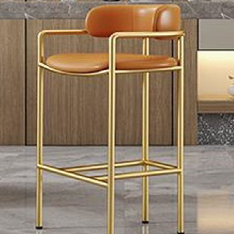 Glam Style Armed Bar Stools Fabric Low Back Barstool for Restaurant