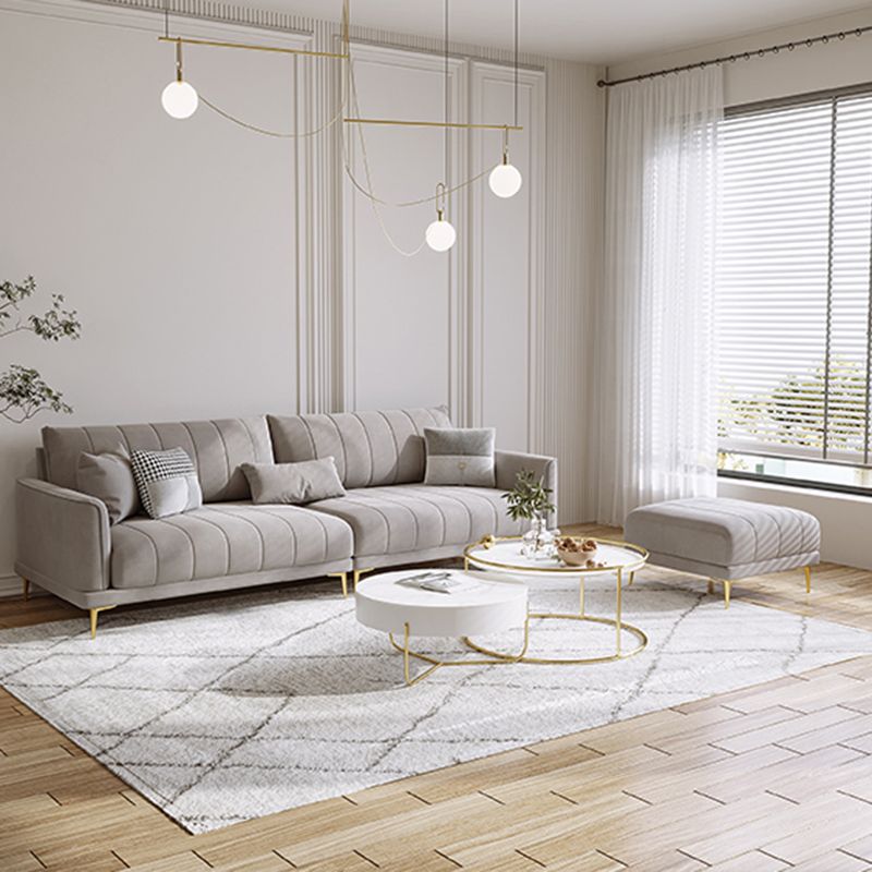 Contemporary Square Standard Arm Settee Couch with Pillows in Grey