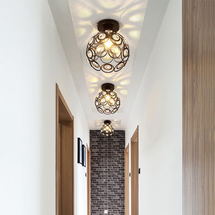 Crystal Global Flush Mount Light Modern 1 Head Ceiling Flush Light for Aisle