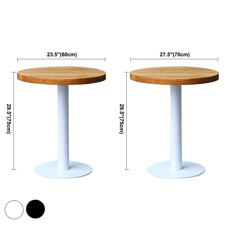 Round Casual Dining Table Wood Color Fixed Table of Pinewood Solid Wood