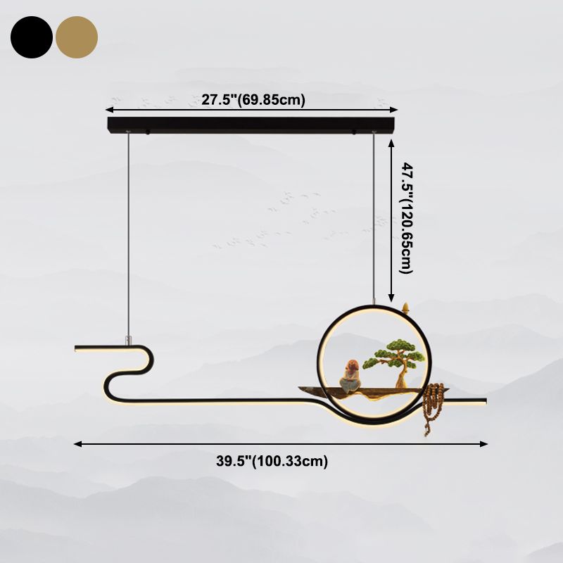 Tea Room Modern Island Lighting 2 Lights LED Linear Aluminum Pendant Light